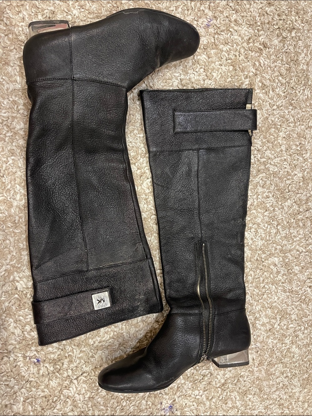 Michael Kors Black Leather Knee-High Riding Boots